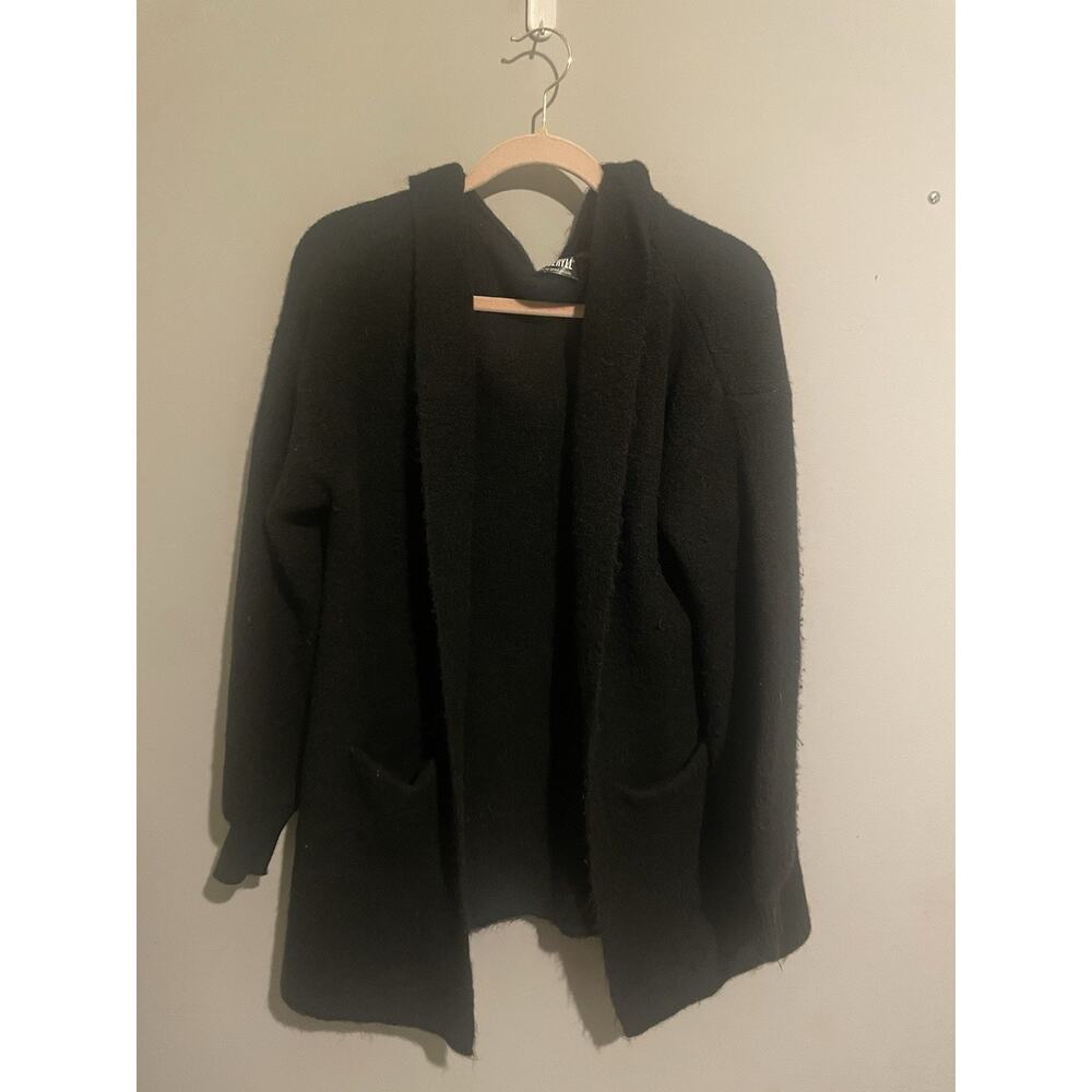 Beryll Long Sleeve Cashmere‎ Blend Hooded Black Cardigan One Size